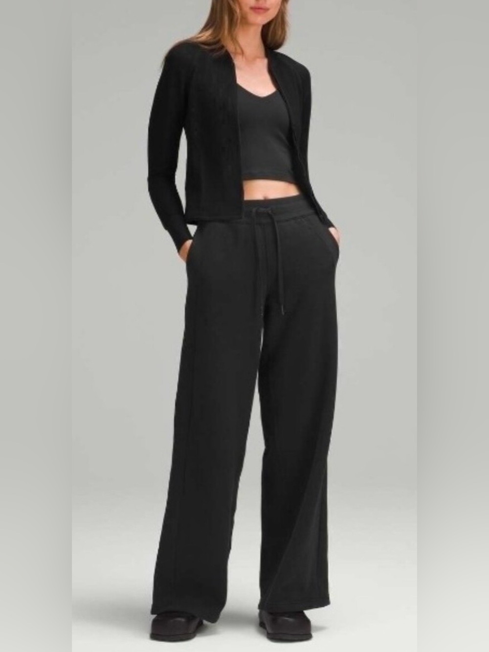 lululemon athletica Scuba Black Wide-Leg Drawcord Pants